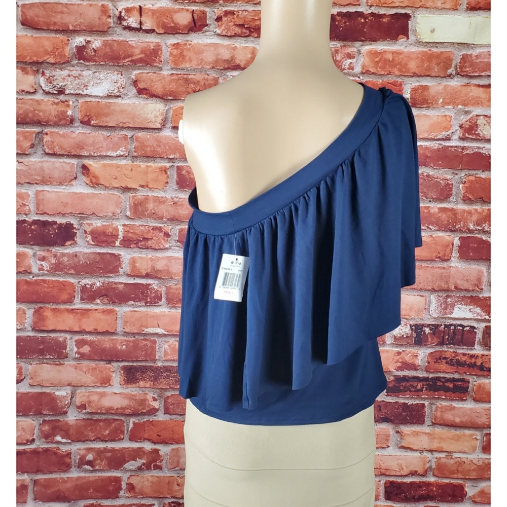 Three Dots Navy One Shoulder Medium NWT - Picture 4 of 4